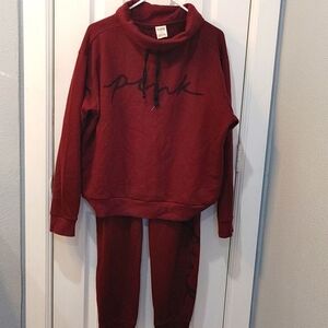 Burgundy Victoria Secret Pink sweatsuit